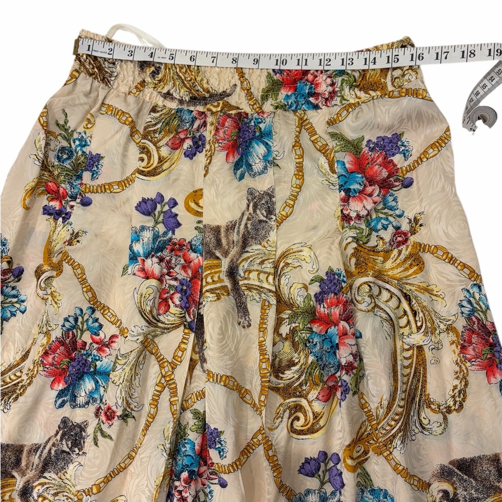 Diane Freis 100% Silk Artsy Novelty Leopard Print Midi Skirt Approx Size XL FLAW - Picture 4 of 12